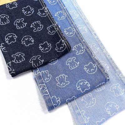 Buy 75% Cotton 25% Polyester Little Dog Animal Print Denim Fabric 180CM 9.5oz online manufacture