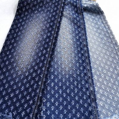 Buy Flower Design Crochet  Jacquard Denim Fabric TWILL style Non Elastic Denim 11.3oz for lady clothes or jeans online manufacture