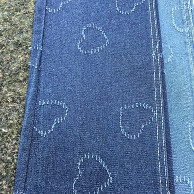 Buy Non Stretch Heavy Weight Heart Shape Pattern Blue Denim Fabric 10.6oz online manufacture