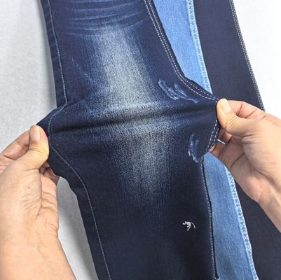 Buy 9 Oz JSD3168 High Stretch Satin Dark Blue Denim Fabric For Medium Weight Cotton 70% Polyester 28% Spandex 2% online manufacture