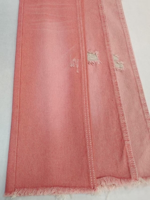 Buy Woven Pink Color Left Twill Style 10.6oz Denim Fabric With 10*7 Construction For Woman Jeans online manufacture