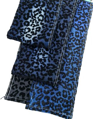 Buy Black Leopard Print Twill Style Denim Fabric 70%Cotton Dark Blue For Jacket Or Jeans online manufacture