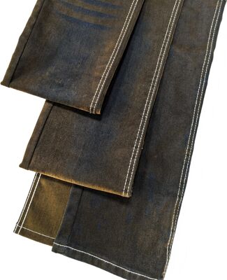 Buy Stretch Dark Brown Flocked Denim Fabric 70%Cotton For Autumn Winter Coating Or Jeans online manufacture