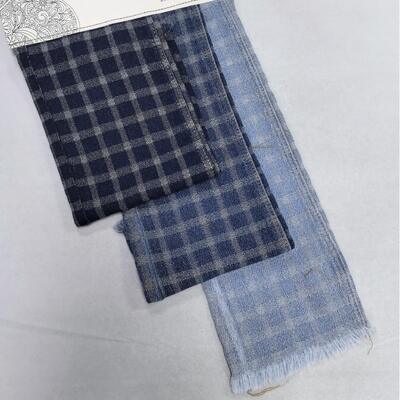 Buy Gingham Jacquard  Dark Blue Washed Denim Fabric  For Fashion Jeans 10OZ online manufacture