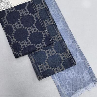 Buy RR Pattern Blue Jacquard Washed Denim Fabric For Man Jeans Special Design In-Stock online manufacture