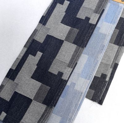 Irregular Checker Jacquard Printed Fabric Non Elastic Denim For Kids Jean Skirt