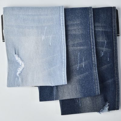 Dark Blue 10.1oz Polyester Cotton Spandex Denim Fabric Shrink Resistant
