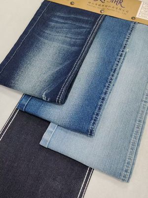 High Stretch Cotton Polyester Rayon DARK INDIGO Denim Fabric 10oz For Lady Jeans Pants