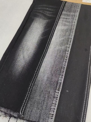 9.6oz BLACK/BLACK Yarn Cross Slub 75%Cotton high Stretch Denim Fabric With 10+10/16*55 Construction JSD3259A For Jeans
